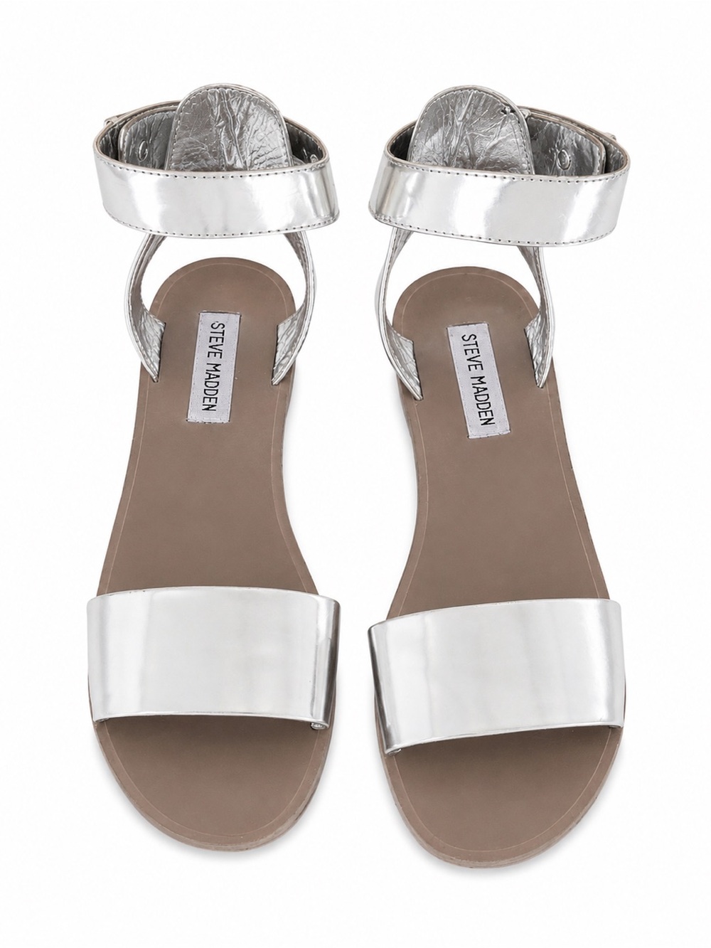 Steve Madden Silver Ankle-Strap Flat Sandals